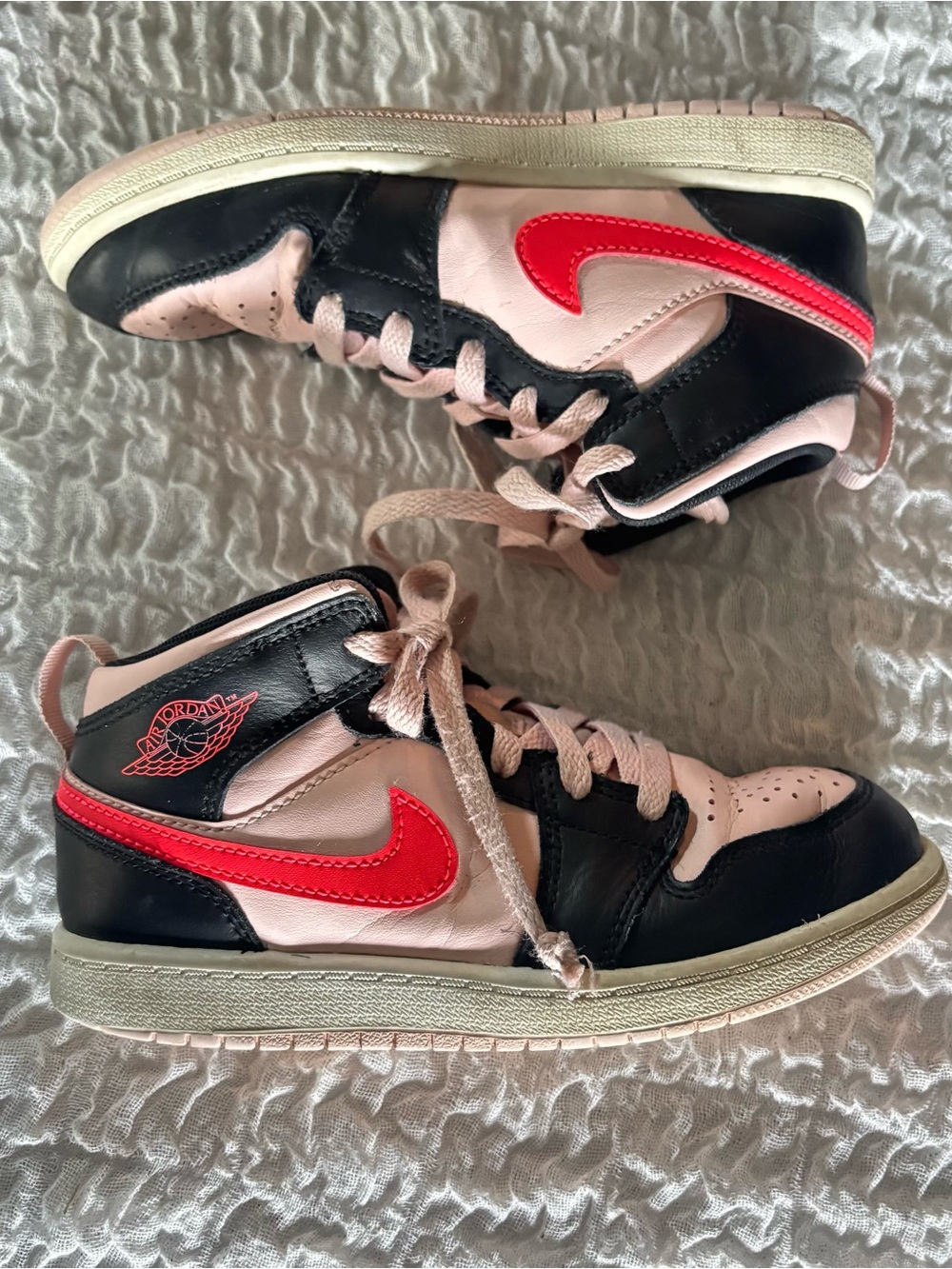 Nike Pink &Black Air Jordan 1 Mid high tops size 1 youth